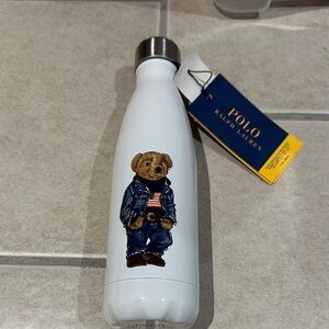 Polo by Ralph Lauren White Bear Insulated Bottle with Navy Detail NWT 17oz